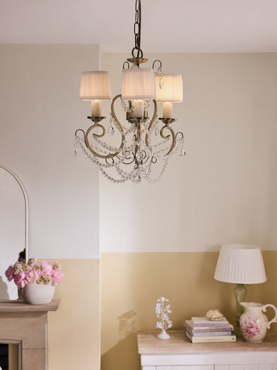 Next Shabby Chic by Rachel Ashwell Brass Phoebe 3 Light Chandelier- Buy online at McGrocer