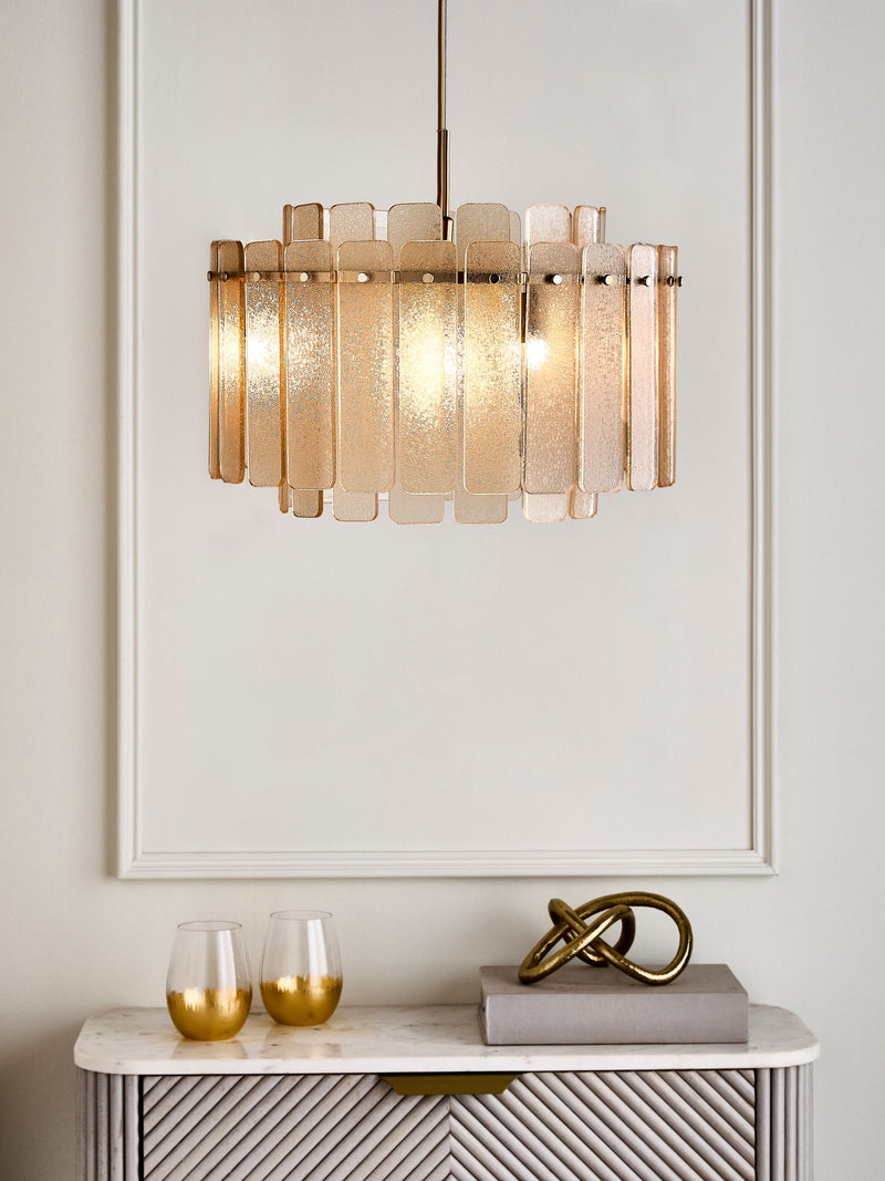 Lipsy Champagne Gold Crackle Glass Chandelier Light