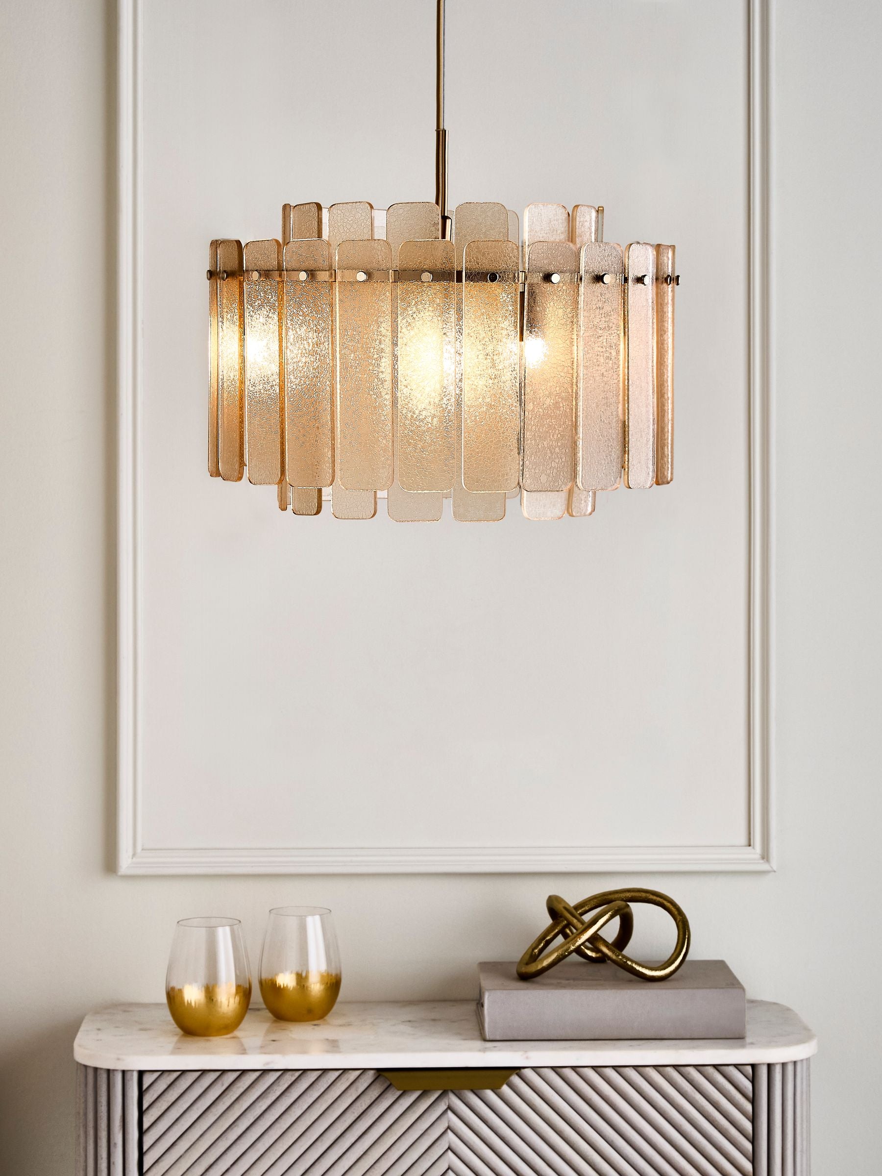 Lipsy Champagne Gold Crackle Glass Chandelier Light