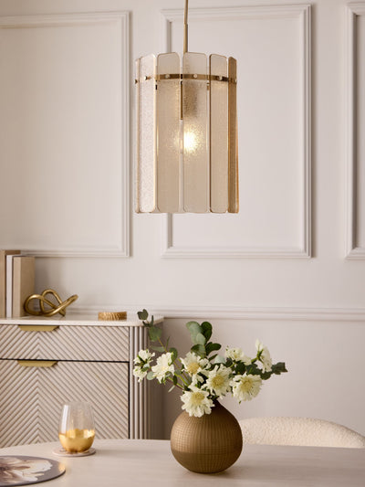 Next Lipsy Champagne Gold Crackle Glass Pendant Light- Buy online at McGrocer