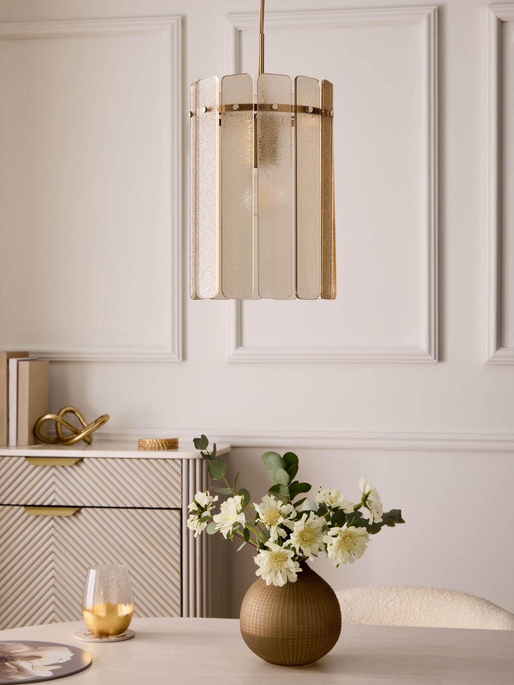 Lipsy champagne gold crackle glass pendant light (British brand)