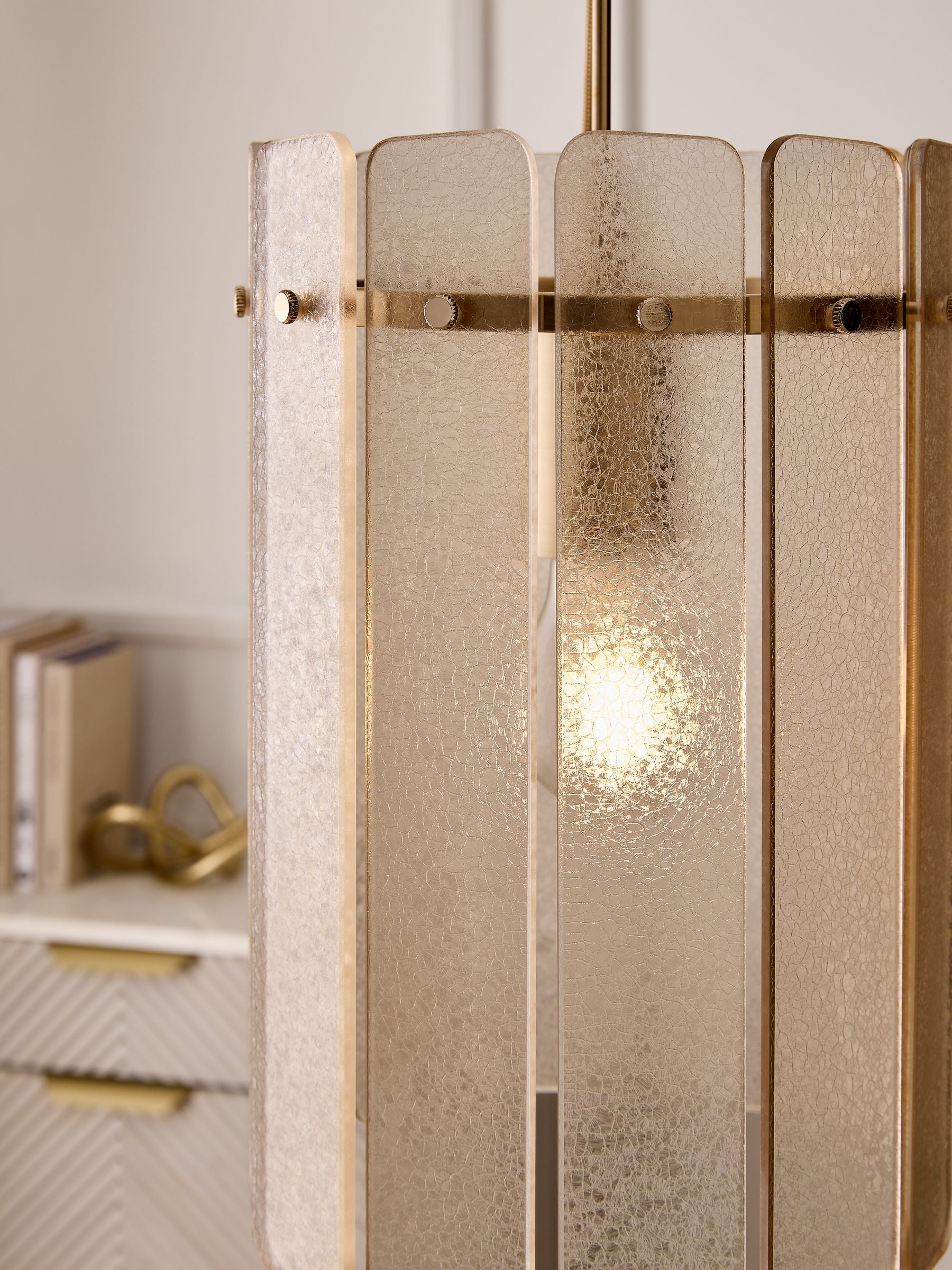Lipsy champagne gold crackle glass pendant light (British brand)