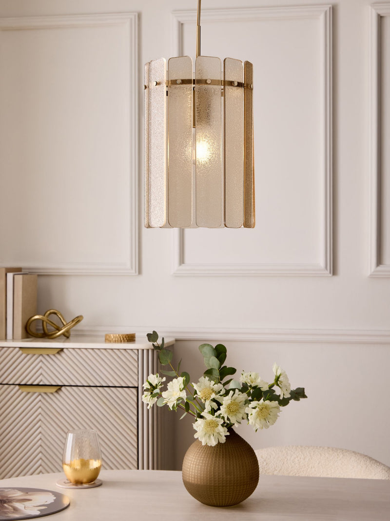 Lipsy Champagne Gold Crackle Glass Pendant Light