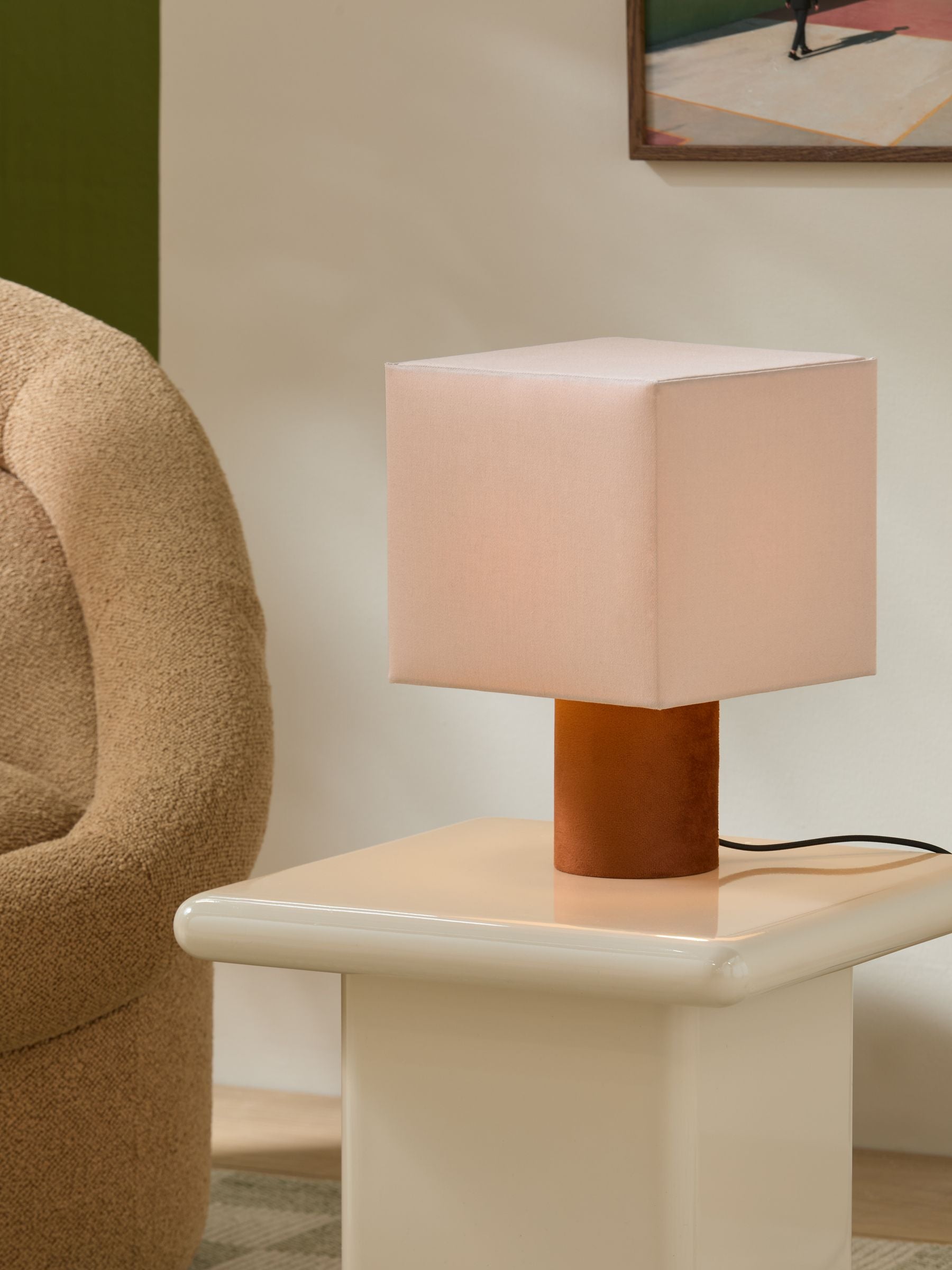 MADE.COM Tiana cream rust fabric table lamp (British brand)