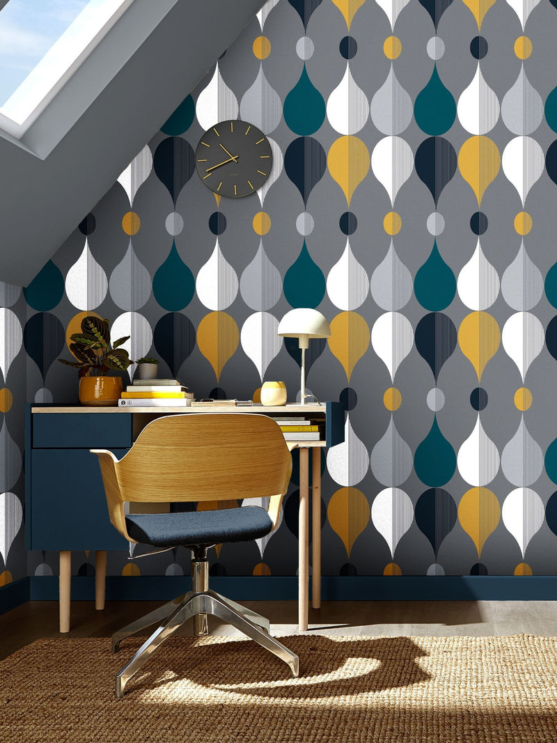 Graham & Brown Slate Coronation Craze wallpaper sample A4 - British product