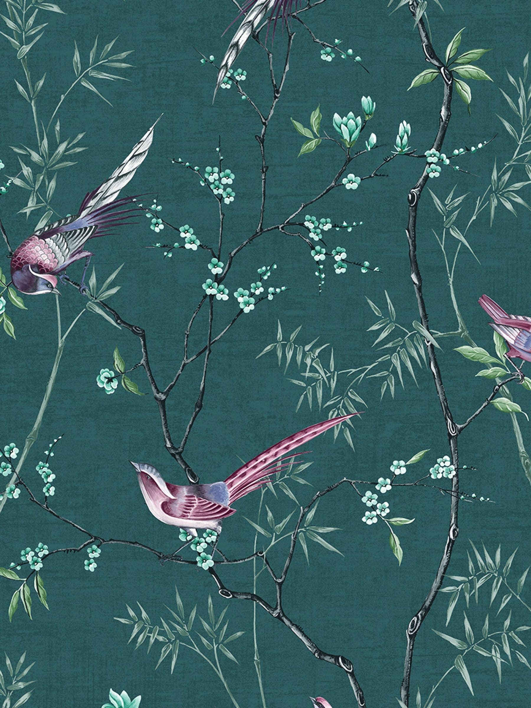 Graham & Brown Teal Tori wallpaper sample A4 (British brand)