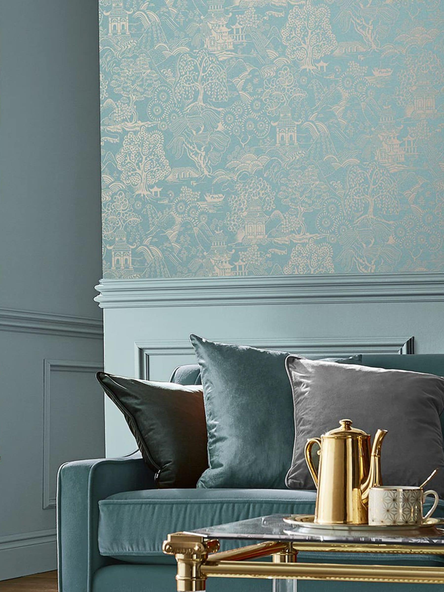 Graham & Brown duck egg Basuto A4 wallpaper sample (British brand)