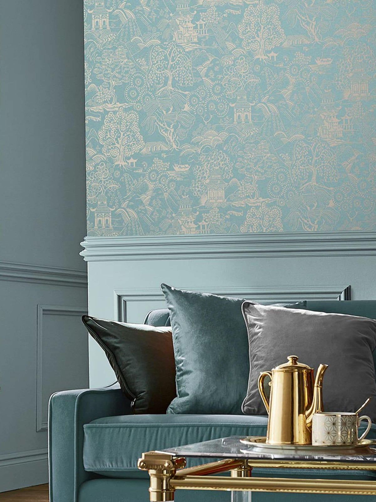 Graham & Brown duck egg Basuto A4 wallpaper sample (British brand)