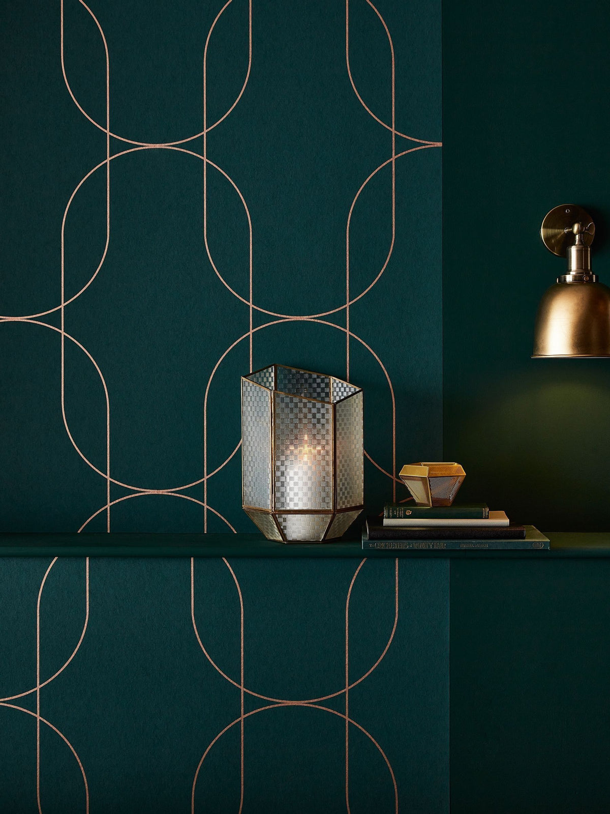 Graham & Brown Palais wallpaper sample Green and Gold A4, UK version