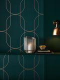 Graham & Brown Palais wallpaper sample Green and Gold A4, UK version