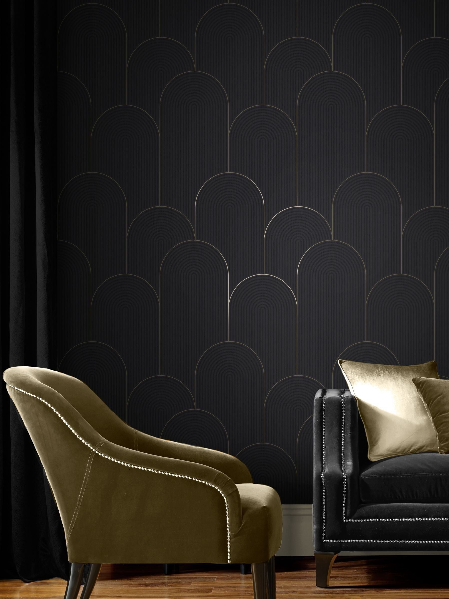 Graham & Brown Green or Gold Lancet Wallpaper Sample A4