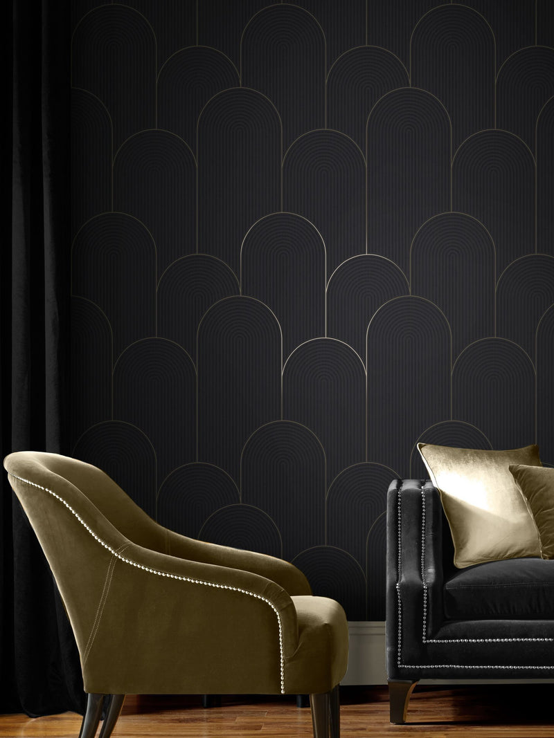 Graham & Brown Green or Gold Lancet Wallpaper Sample A4