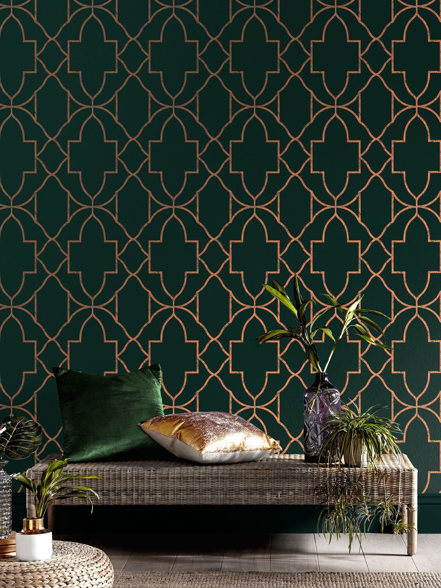 Graham & Brown wallpaper sample Emerald Versailles A4, imported from the UK