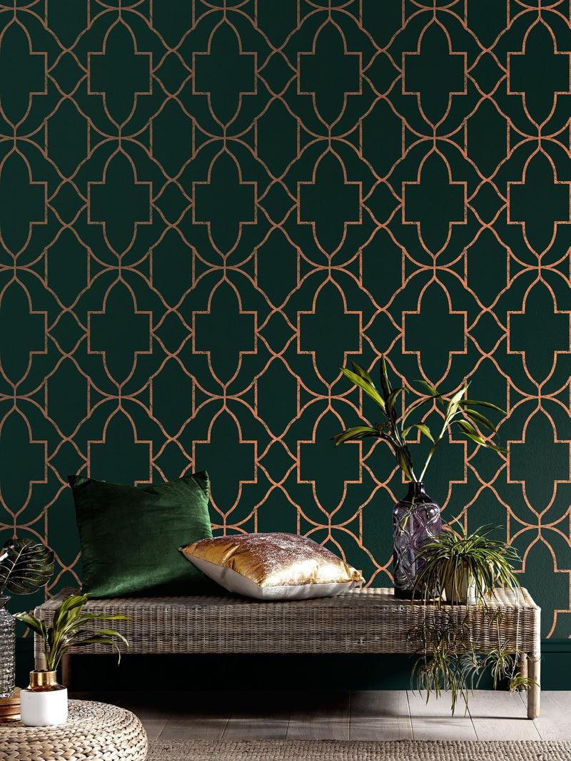 Graham & Brown wallpaper sample Emerald Versailles A4, imported from the UK