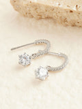 Sterling Silver Cubic Zirconia hoop drop earrings (British brand)
