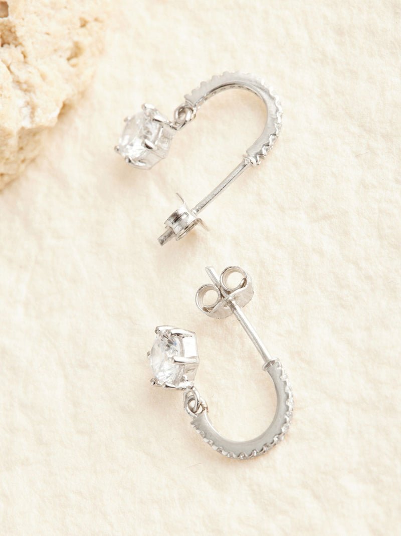 Sterling Silver Cubic Zirconia hoop drop earrings (British brand)