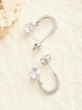 Sterling Silver Cubic Zirconia hoop drop earrings (British brand)
