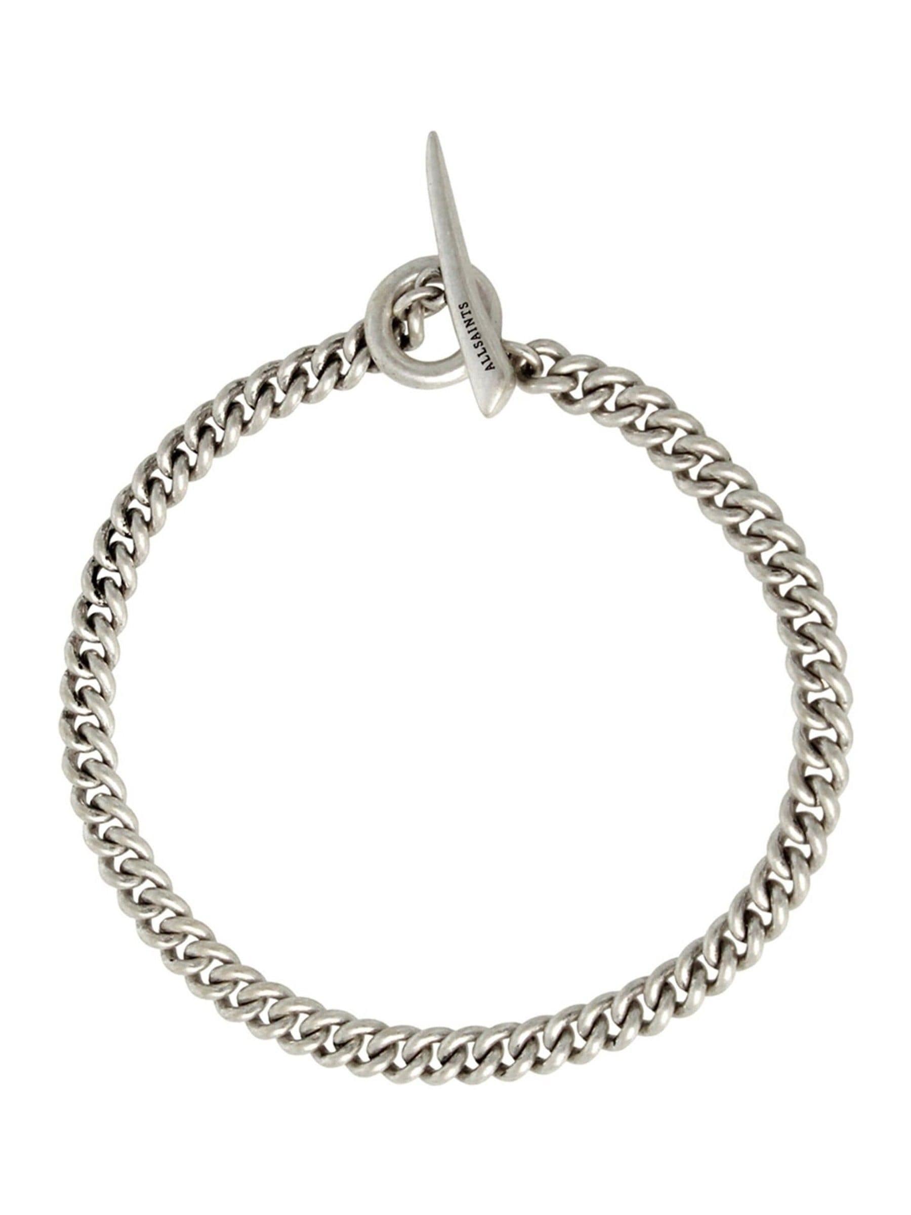 AllSaints silver tone men's curb chain bracelet - British product