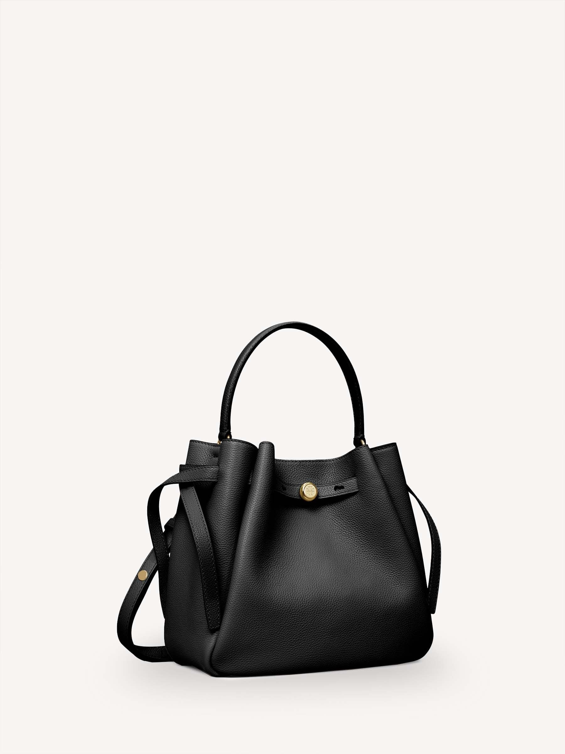 Tory Burch black Romy pebbled bucket bag small (British brand)