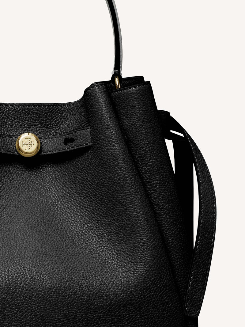 Tory Burch black Romy pebbled bucket bag small (British brand)