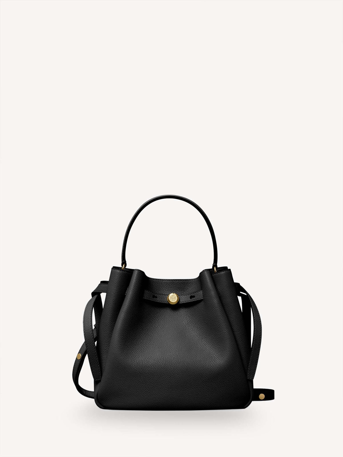 Tory Burch black Romy pebbled bucket bag small (British brand)