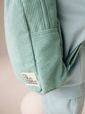 Sage green corduroy colour block backpack (British brand)