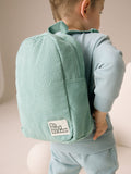 Sage green corduroy colour block backpack (British brand)