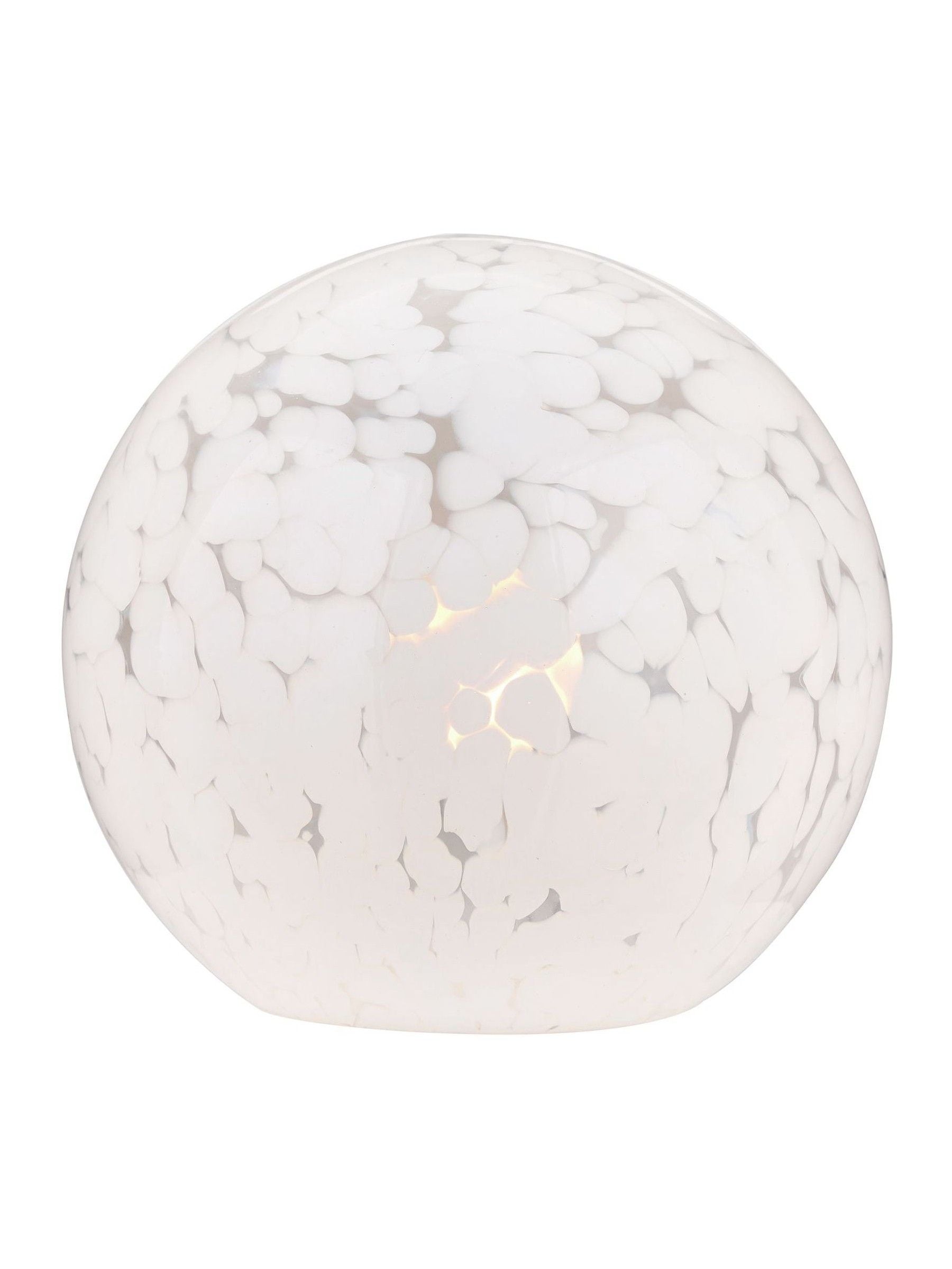 Pacific white speckled glass spherical table lamp (British brand)