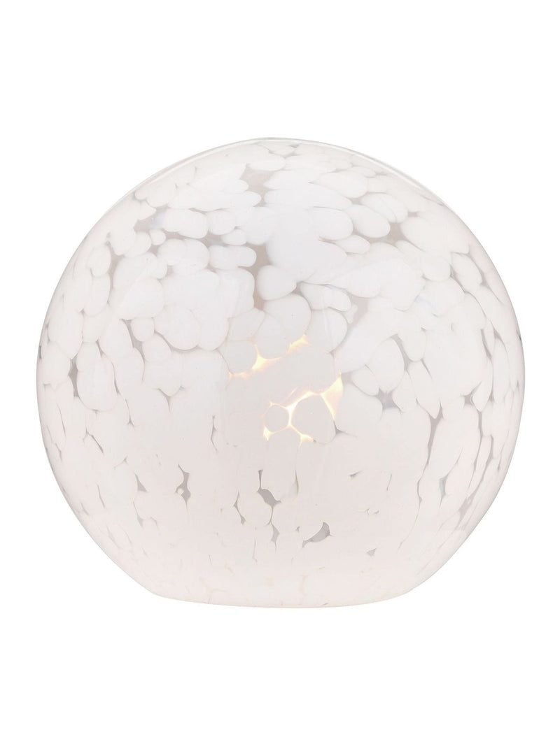 Pacific white speckled glass spherical table lamp (British brand)