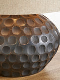 Mango wood lamp antique black linen shade, imported from the UK