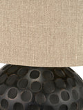 Mango wood lamp antique black linen shade, imported from the UK