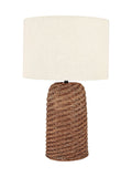 Brown seagrass table lamp with linen lampshade 55cm, UK version