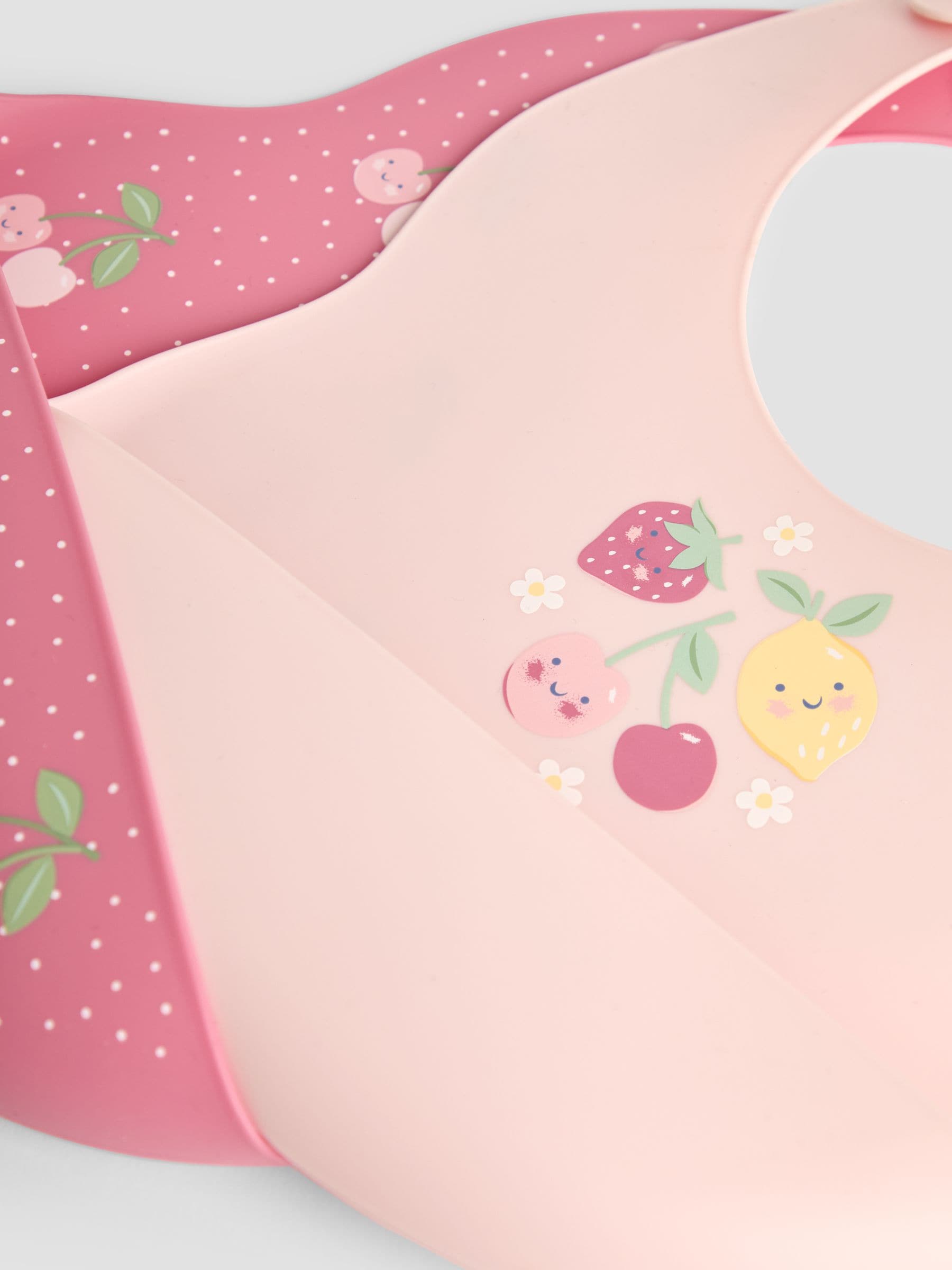 JoJo Maman Bébé 2-pack silicone bibs, imported from the UK