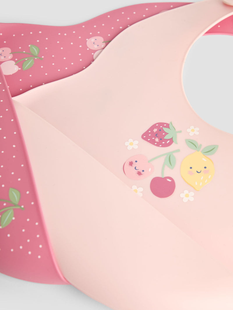 JoJo Maman Bébé 2-pack silicone bibs, imported from the UK