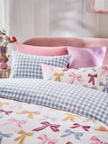 Multicolour bows reversible duvet cover and pillowcase set, imported from the UK