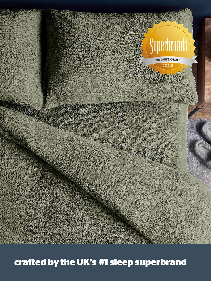 Silentnight sage teddy fleece duvet set (British brand)