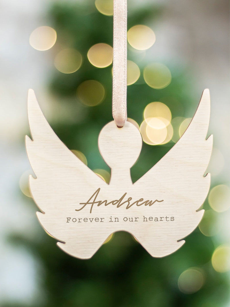 Jonnys Sister personalised memorial angel tree decoration 9.5cm - British product