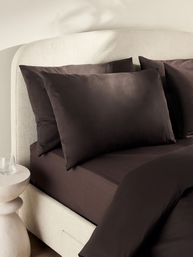Set of 2 Chocolate Brown Cotton Rich Pillowcases