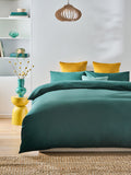 Dark teal cotton duvet cover and pillowcase set - British product