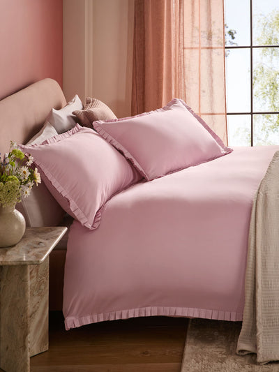 Next Pink 200 Thread Count Box Pleat Duvet Cover and Pillowcase Set- Buy online at McGrocer