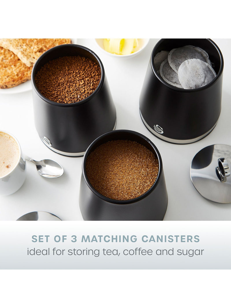 Swan Black Serenity storage canisters 1.3L (British brand)