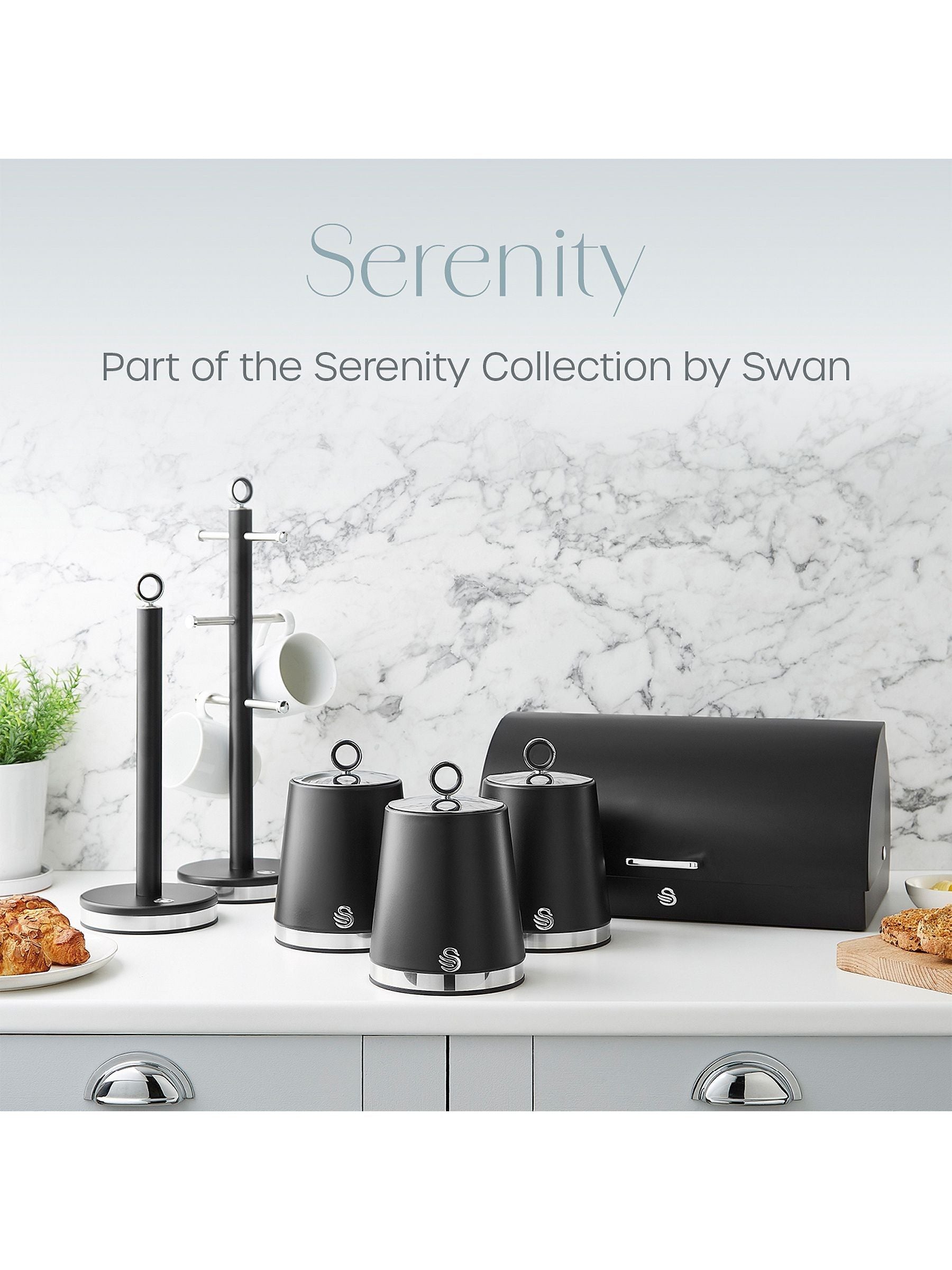 Swan Black Serenity storage canisters 1.3L (British brand)