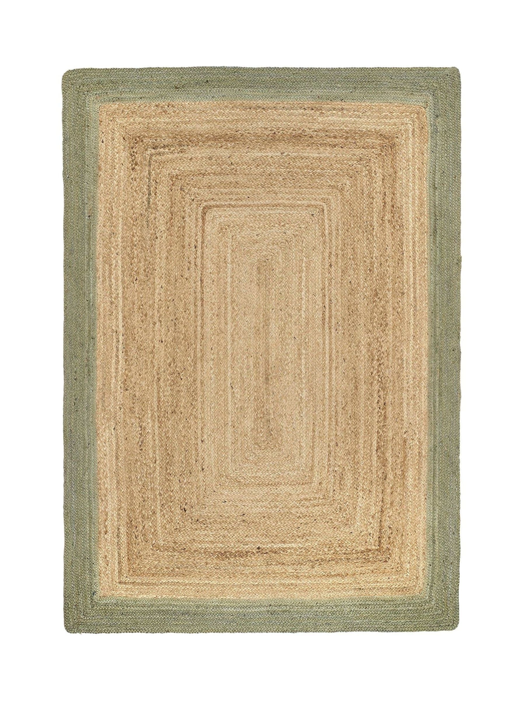 Origin Rugs jute rug with green border, imported from the UK