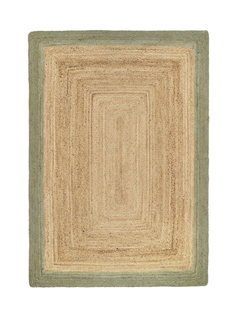 Origin Rugs jute rug with green border, imported from the UK