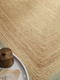 Origin Rugs jute rug with green border, imported from the UK