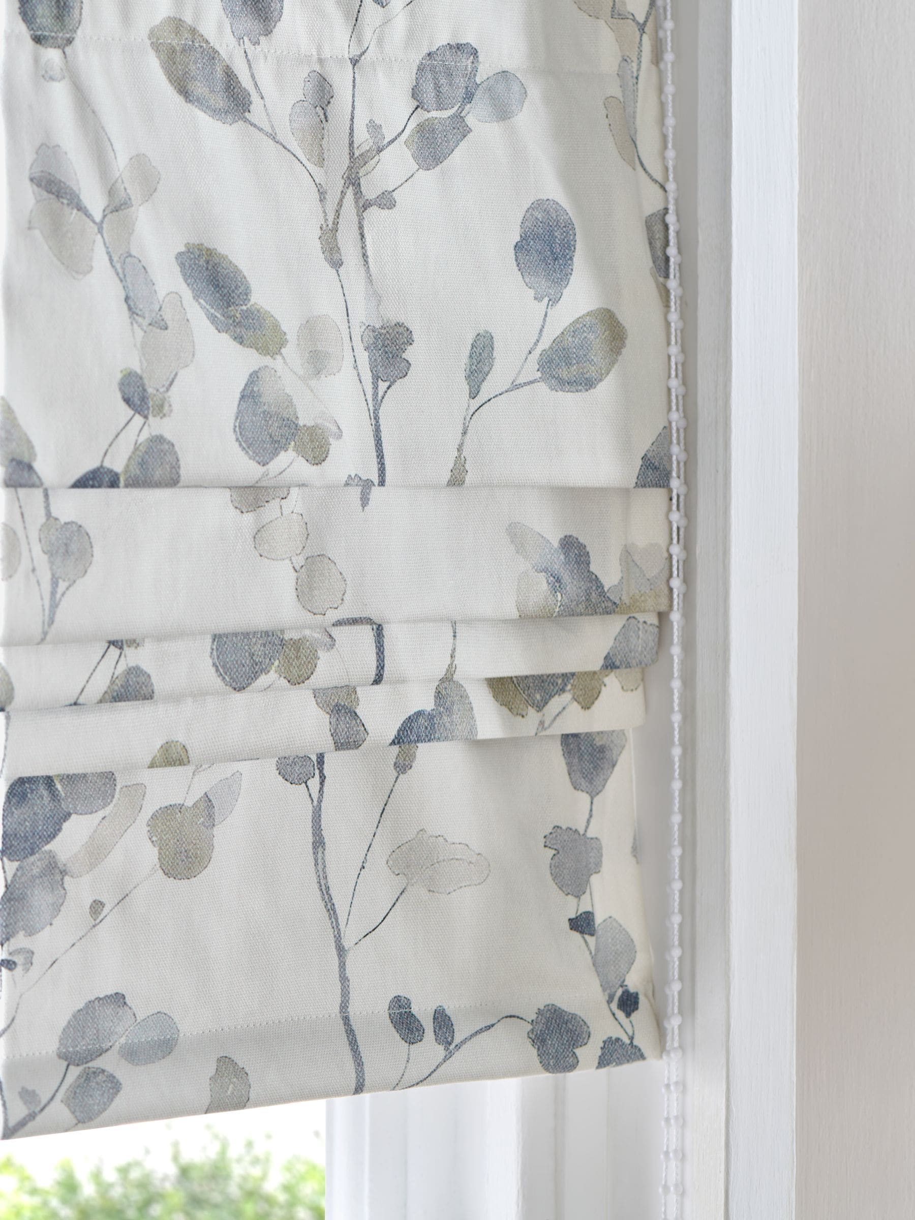 Roman blackout blind with Honesty Leaf floral print - British product