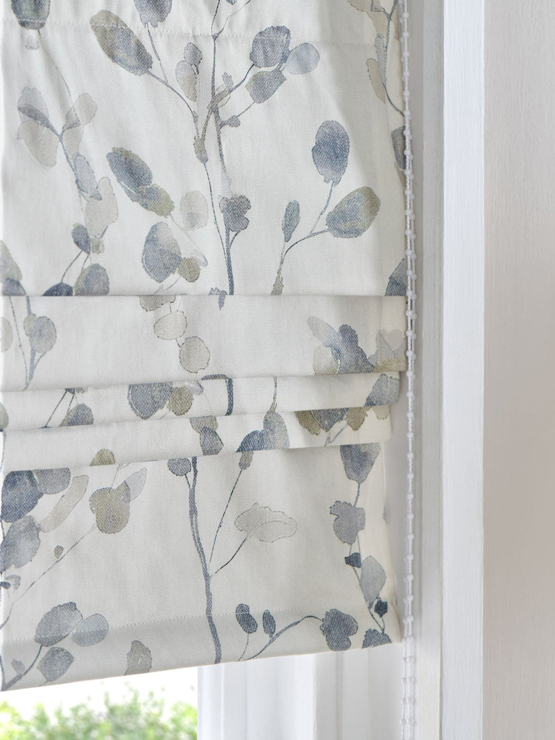 Roman blackout blind with Honesty Leaf floral print - British product