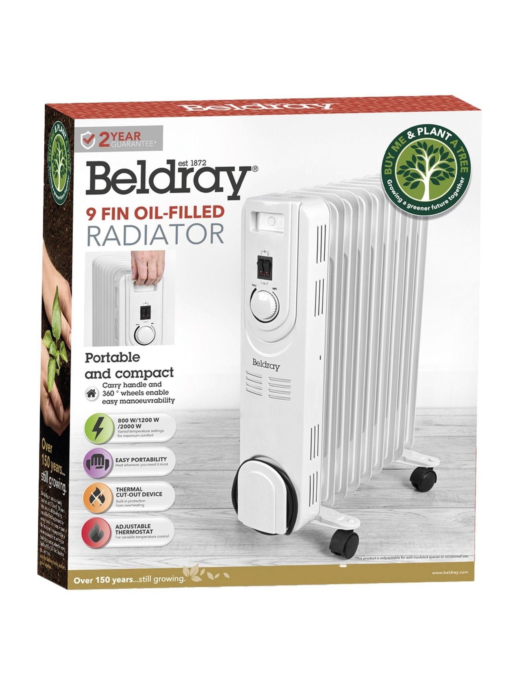 Beldray white 9 fin oil radiator, imported from the UK