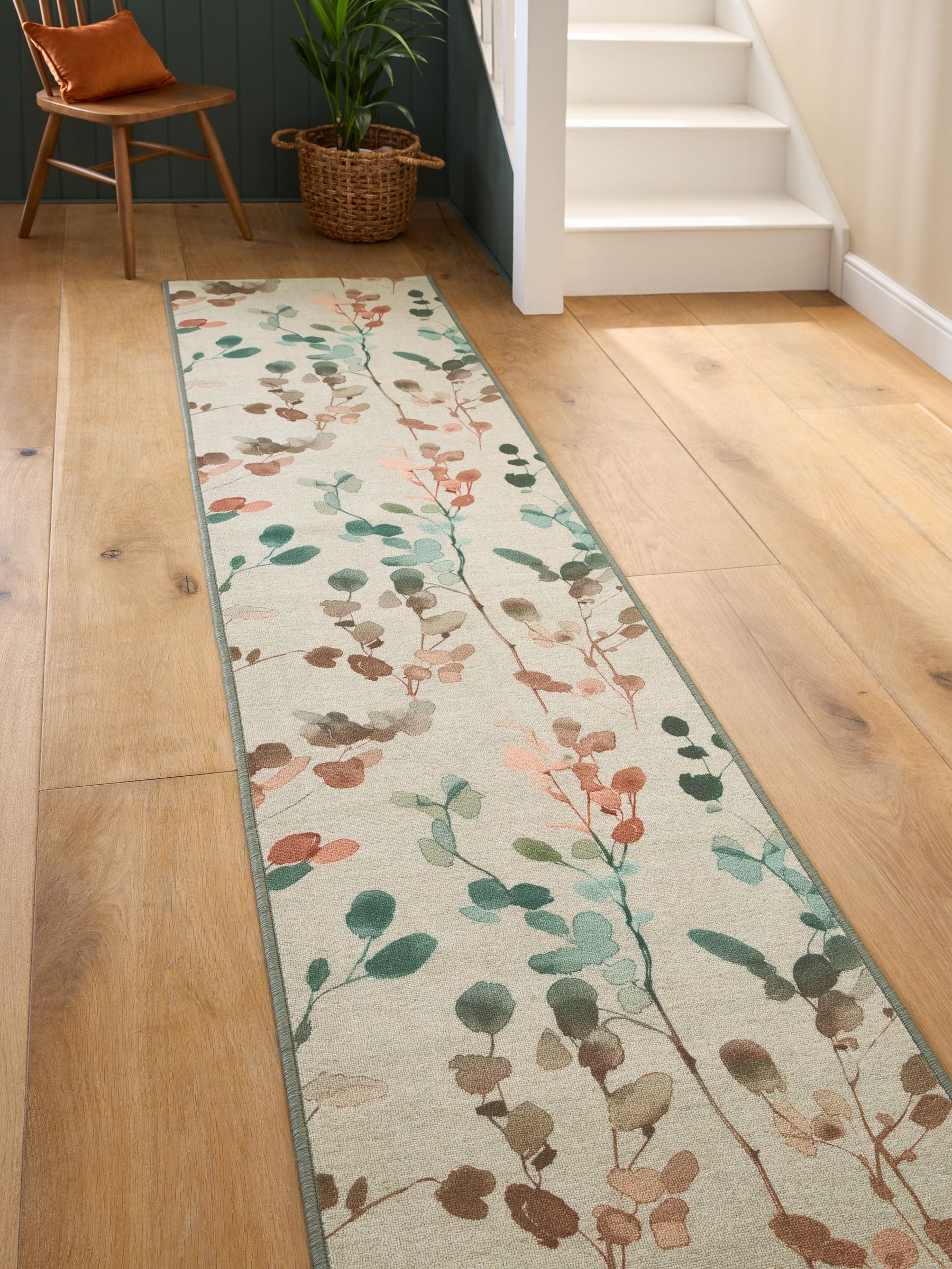 Washable autumnal floral print runner (British brand)