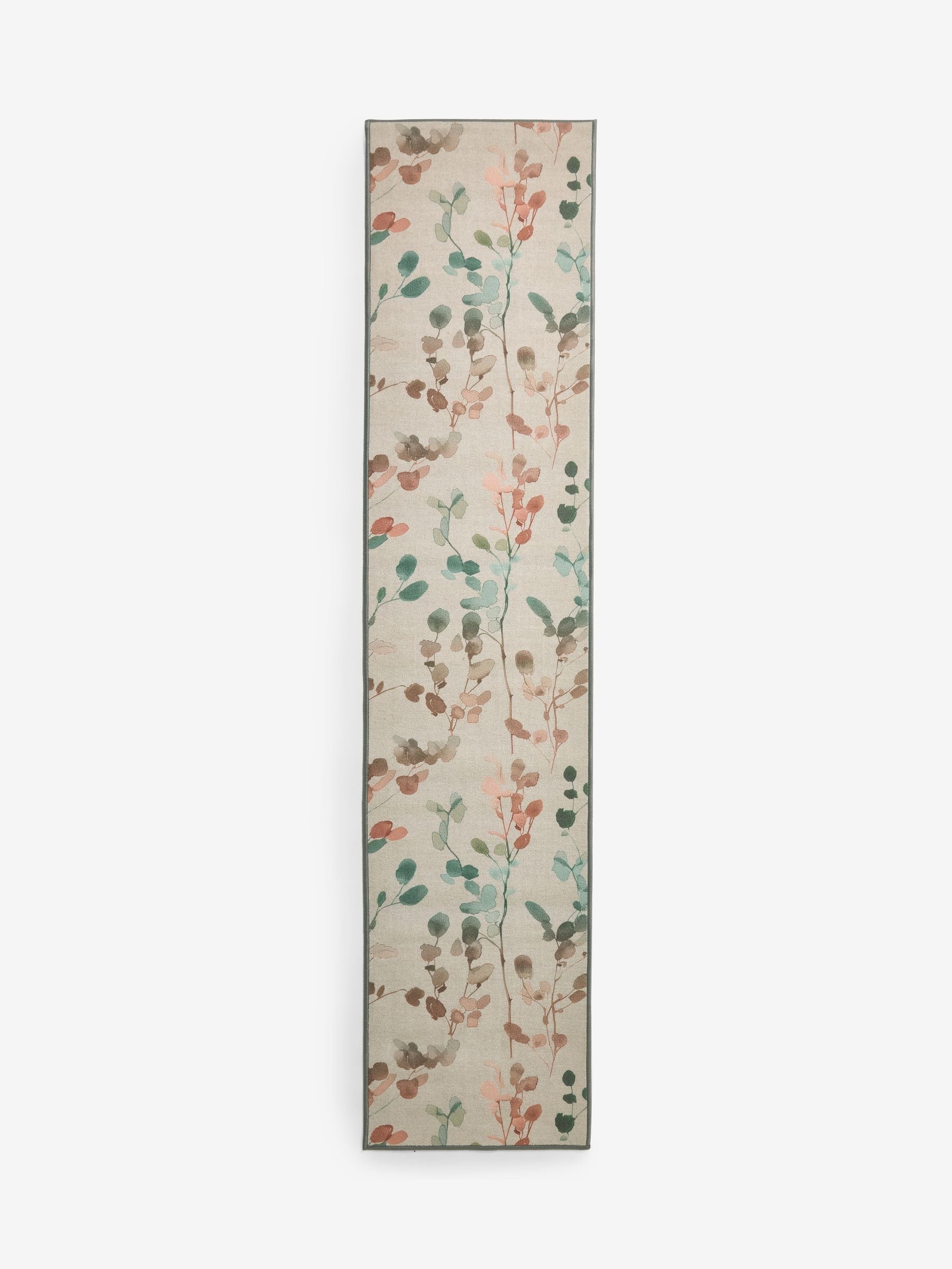Washable autumnal floral print runner (British brand)